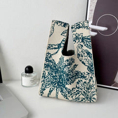 Coconut Tree Pattern Crochet Bag Knitted Tote Handbag For Women