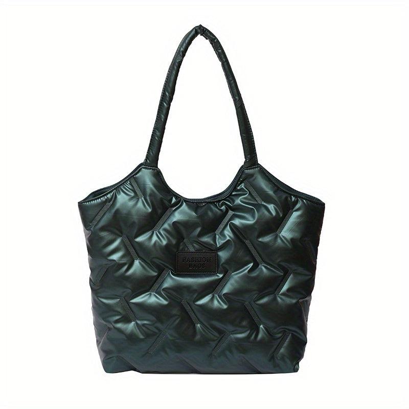 Puffer Quilted Tote Bag Large Capacity Shoulder Bag Women's Padded Handbag