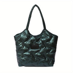 Puffer Quilted Tote Bag Large Capacity Shoulder Bag Women's Padded Handbag