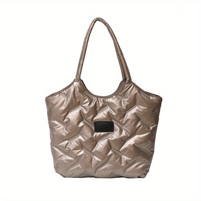 Puffer Quilted Tote Bag Large Capacity Shoulder Bag Women's Padded Handbag
