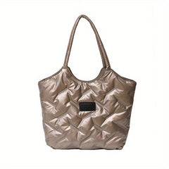 Puffer Quilted Tote Bag Large Capacity Shoulder Bag Women's Padded Handbag