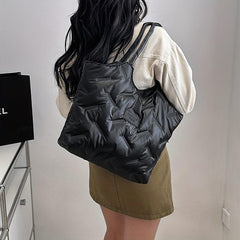 Puffer Quilted Tote Bag Large Capacity Shoulder Bag Women's Padded Handbag