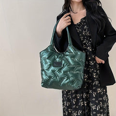 Puffer Quilted Tote Bag Large Capacity Shoulder Bag Women's Padded Handbag