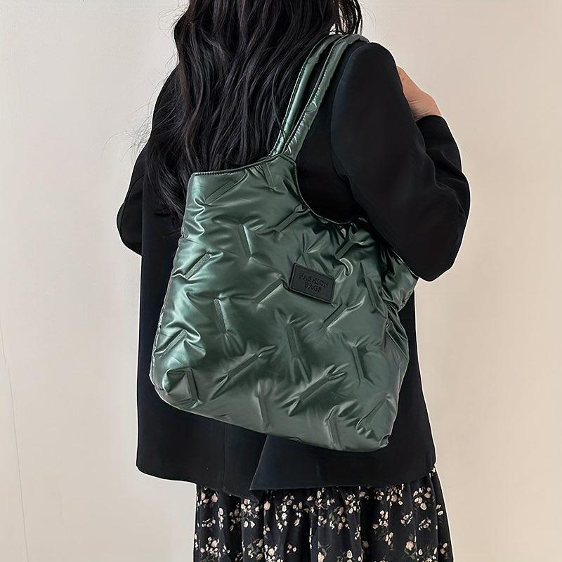 Puffer Quilted Tote Bag Large Capacity Shoulder Bag Women's Padded Handbag