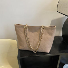 Quilted Detail Tote Bag Large Capacity Shoulder Bag Minimalist
