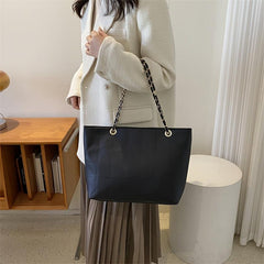 Quilted Detail Tote Bag Large Capacity Shoulder Bag Minimalist