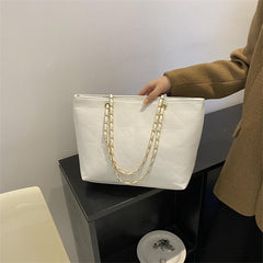 Quilted Detail Tote Bag Large Capacity Shoulder Bag Minimalist