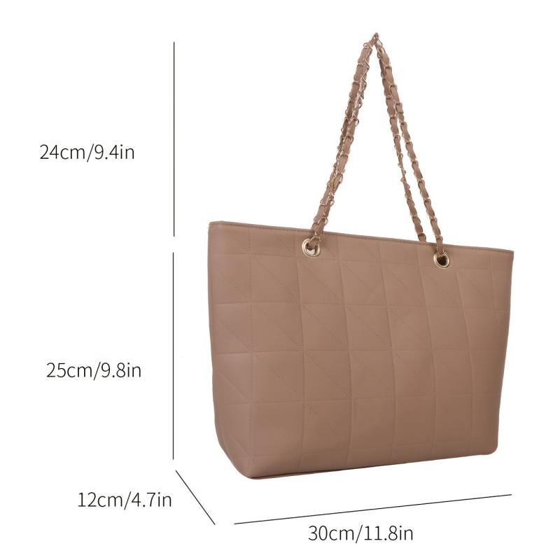 Quilted Detail Tote Bag Large Capacity Shoulder Bag Minimalist