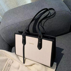 Large Capacity Faux Leather Tote Handbag for Work