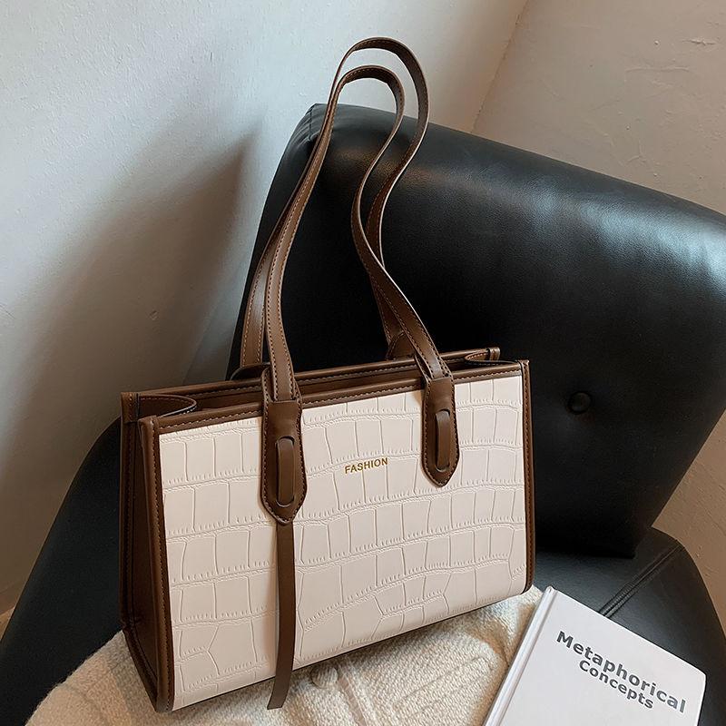 Large Capacity Faux Leather Tote Handbag for Work