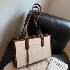 Large Capacity Faux Leather Tote Handbag for Work