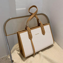 Large Capacity Faux Leather Tote Handbag for Work