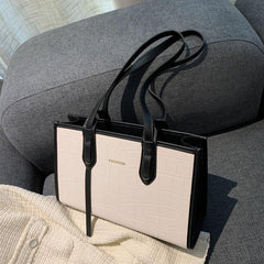 Large Capacity Faux Leather Tote Handbag for Work
