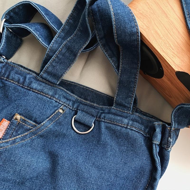 Large Capacity Denim Tote Bag with Adjustable Strap