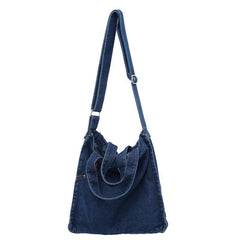 Large Capacity Denim Tote Bag with Adjustable Strap
