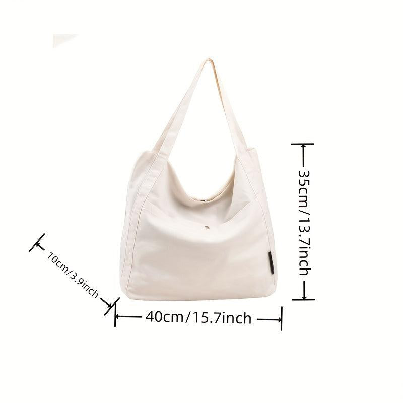 Casual Solid Canvas Tote Bag Shoulder Handbag
