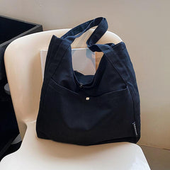Casual Solid Canvas Tote Bag Shoulder Handbag