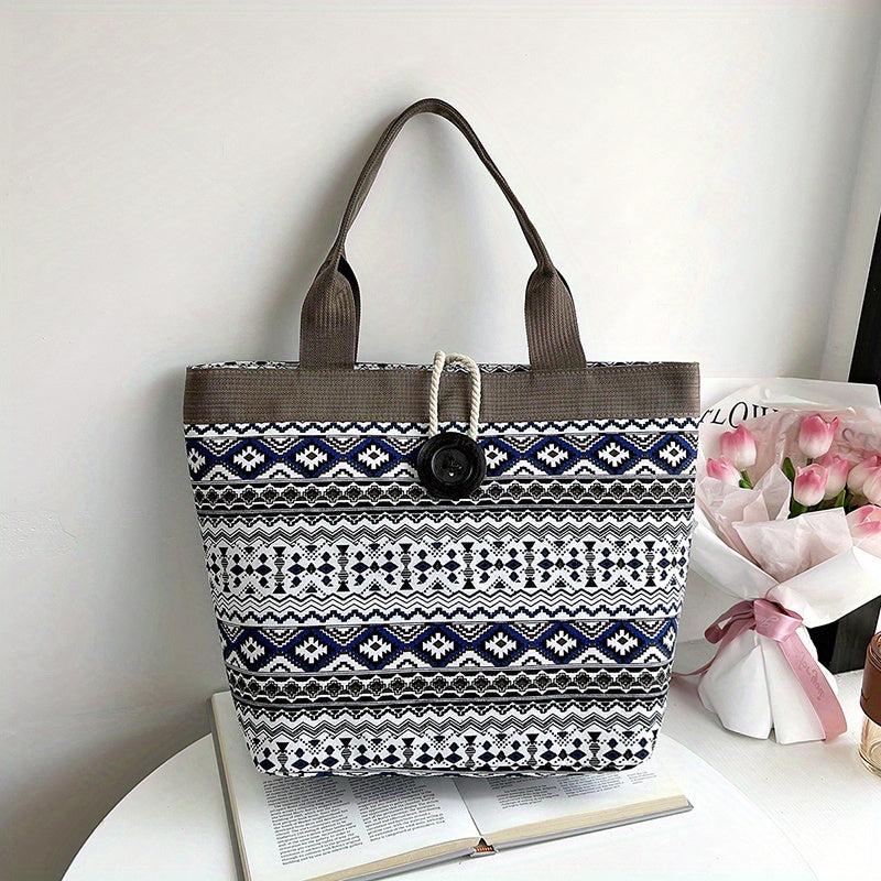 Vintage Geometric Pattern Tote Bag Women's Shoulder Bag