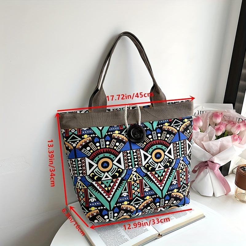 Vintage Geometric Pattern Tote Bag Women's Shoulder Bag