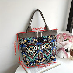 Vintage Geometric Pattern Tote Bag Women's Shoulder Bag
