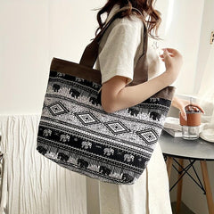Vintage Geometric Pattern Tote Bag Women's Shoulder Bag
