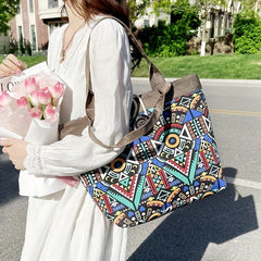 Vintage Geometric Pattern Tote Bag Women's Shoulder Bag