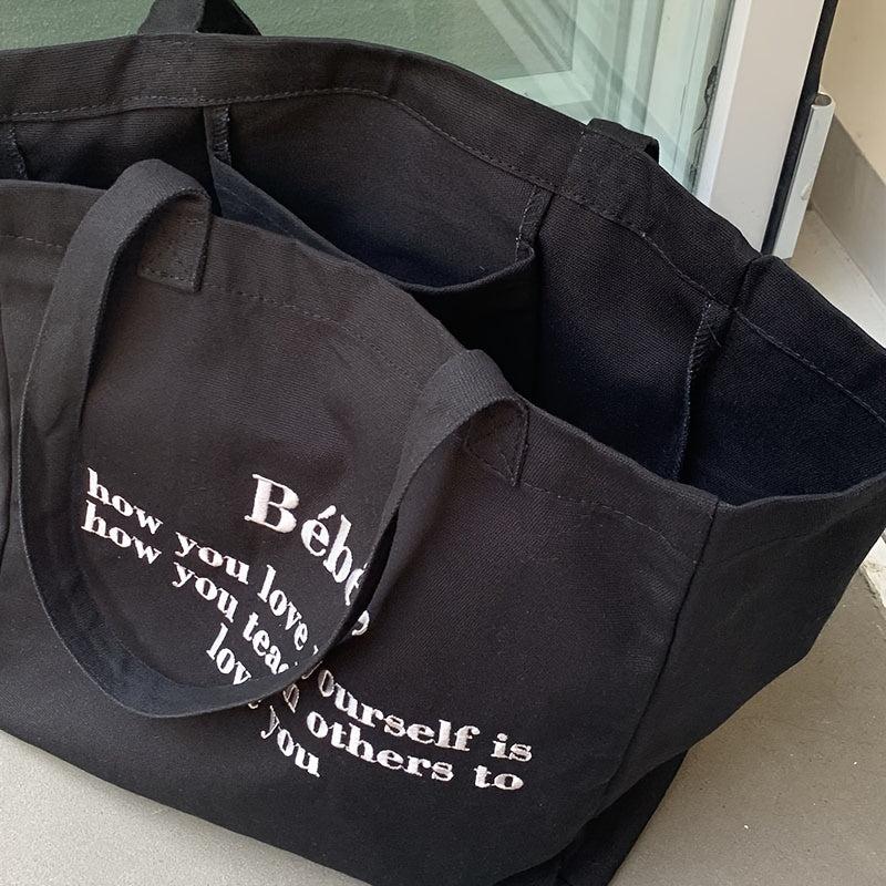 Embroidery Canvas Bag Bebe Large Capacity Tote