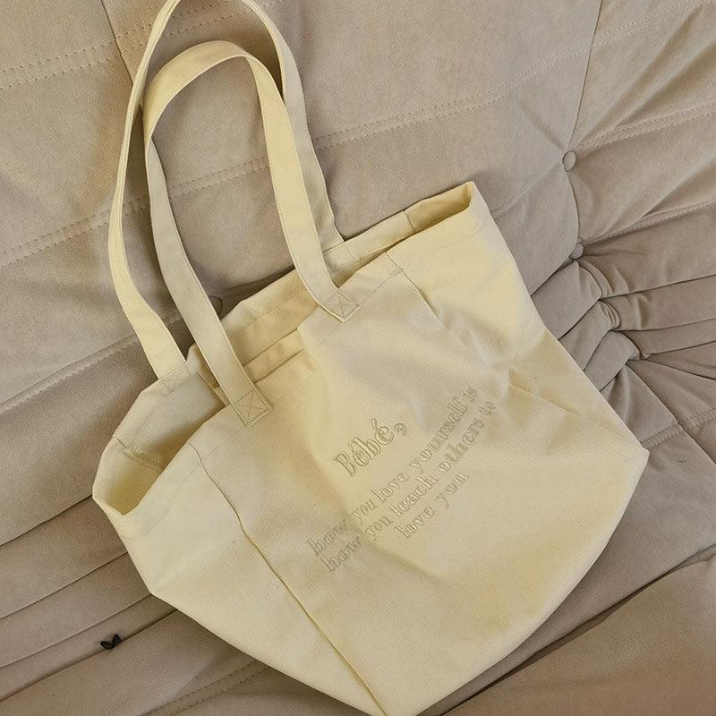 Embroidery Canvas Bag Bebe Large Capacity Tote