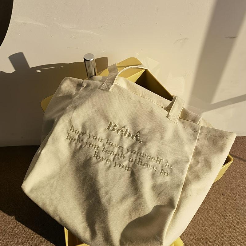 Embroidery Canvas Bag Bebe Large Capacity Tote