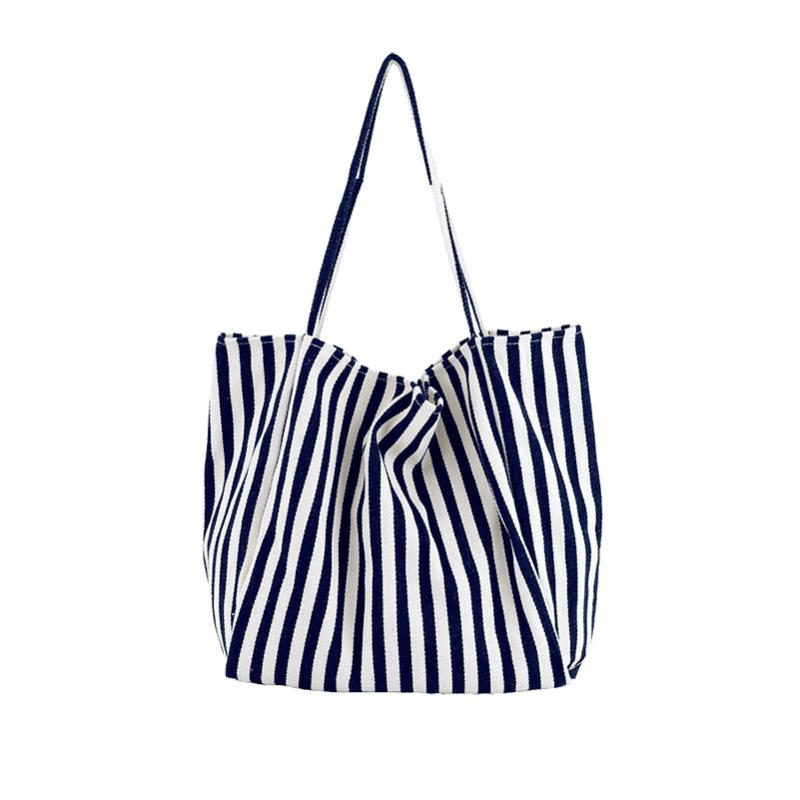 Striped Pattern Shoulder Bag Lightweight Large capacity Canvas Bag
