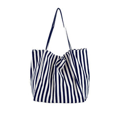 Striped Pattern Shoulder Bag Lightweight Large capacity Canvas Bag