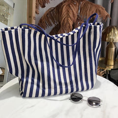 Striped Pattern Shoulder Bag Lightweight Large capacity Canvas Bag