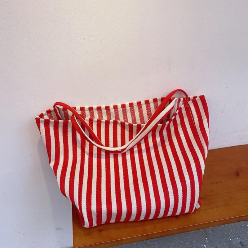 Striped Pattern Shoulder Bag Lightweight Large capacity Canvas Bag