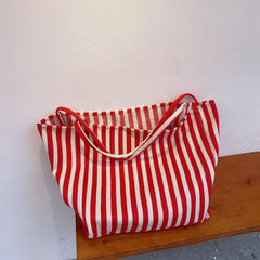 Striped Pattern Shoulder Bag Lightweight Large capacity Canvas Bag
