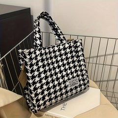 Houndstooth Pattern Satchel Bag Women's All Match Bag