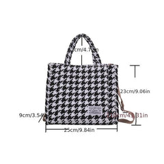 Houndstooth Pattern Satchel Bag Women's All Match Bag
