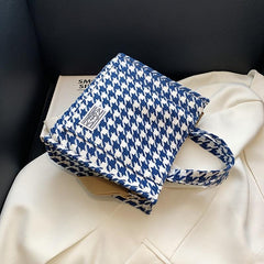 Houndstooth Pattern Satchel Bag Women's All Match Bag