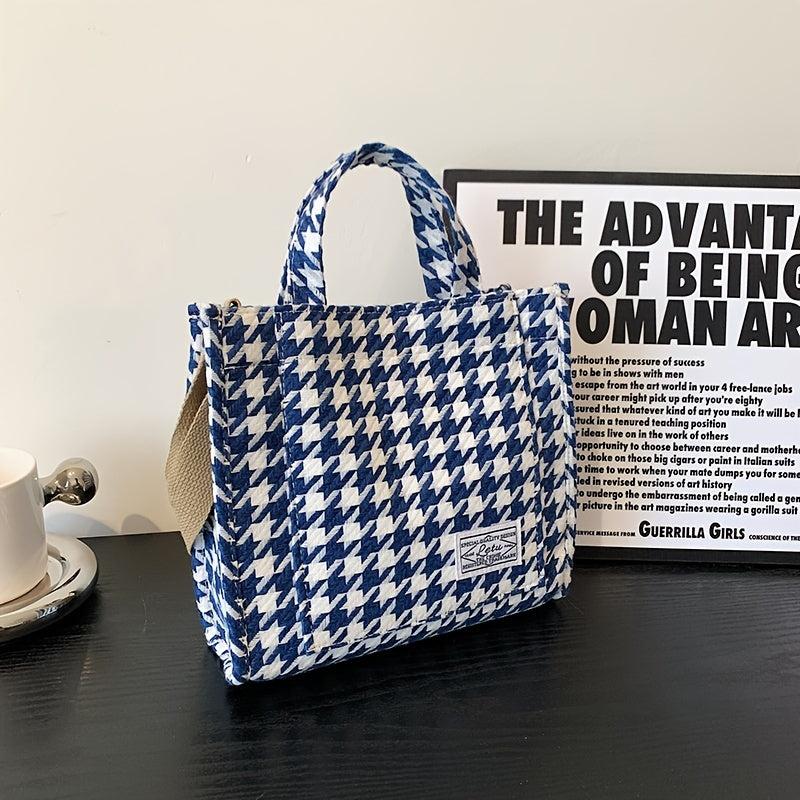 Houndstooth Pattern Satchel Bag Women's All Match Bag
