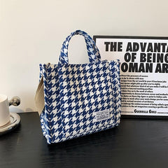 Houndstooth Pattern Satchel Bag Women's All Match Bag