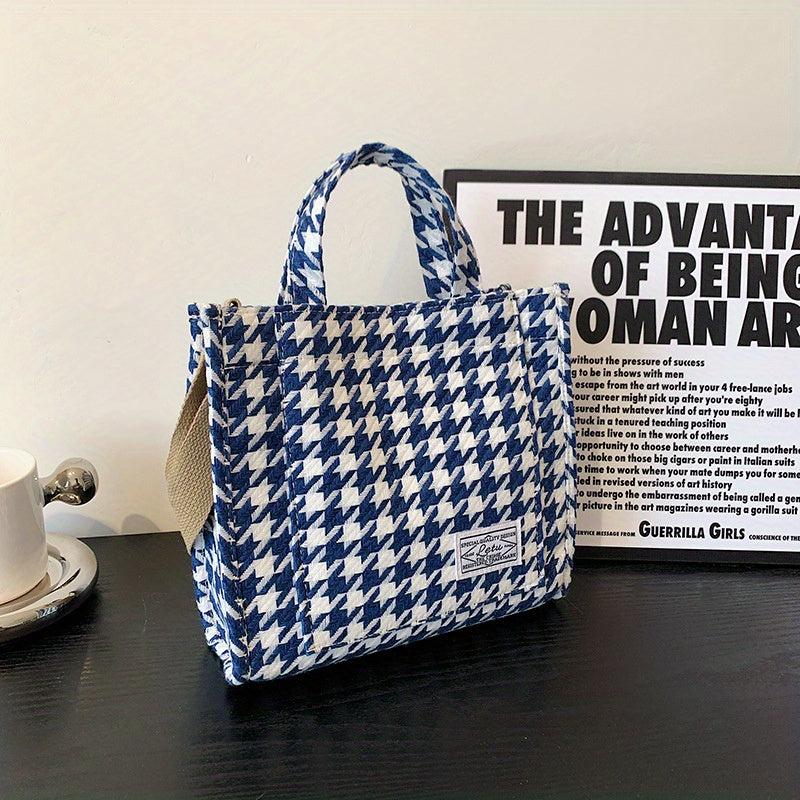 Houndstooth Pattern Satchel Bag Women's All Match Bag