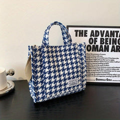 Houndstooth Pattern Satchel Bag Women's All Match Bag