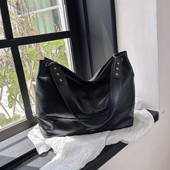 Vintage Contrast Tote Bag Large Capacity Vegan Leather Hobo Bag