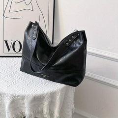 Vintage Contrast Tote Bag Large Capacity Vegan Leather Hobo Bag