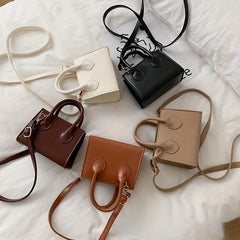 Minimalist Mini Square Shoulder Bag Solid Crossbody Bag 5.71 inch