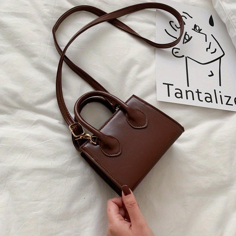 Minimalist Mini Square Shoulder Bag Solid Crossbody Bag 5.71 inch