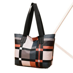Colorblock Tote Bag Large Capacity Faux Leather Shoulder Bag For Work