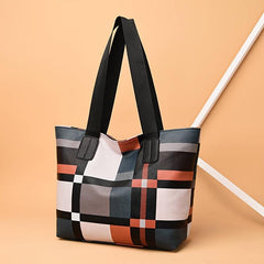 Colorblock Tote Bag Large Capacity Faux Leather Shoulder Bag For Work