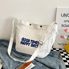 Vintage Letter Pattern Hobo Bag Lightweight Shoulder Bag