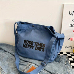 Vintage Letter Pattern Hobo Bag Lightweight Shoulder Bag
