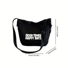 Vintage Letter Pattern Hobo Bag Lightweight Shoulder Bag